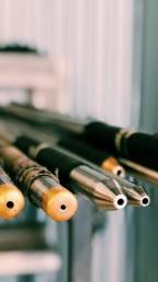 Glassblowing pipes by Jamie Worsley