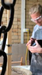 Polishing glass sculpture -Glass Artist Jamie Worsley